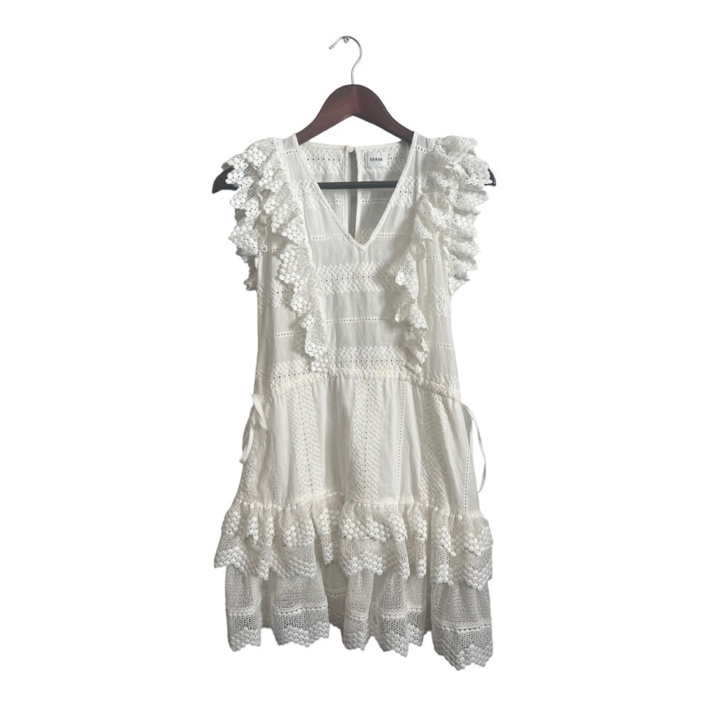 Suboo White Lace Eyelet Dress Mini Size 2 Ruffles